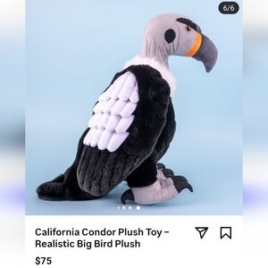 California Condor Realistic Plush 18 in. New in Sealed Package